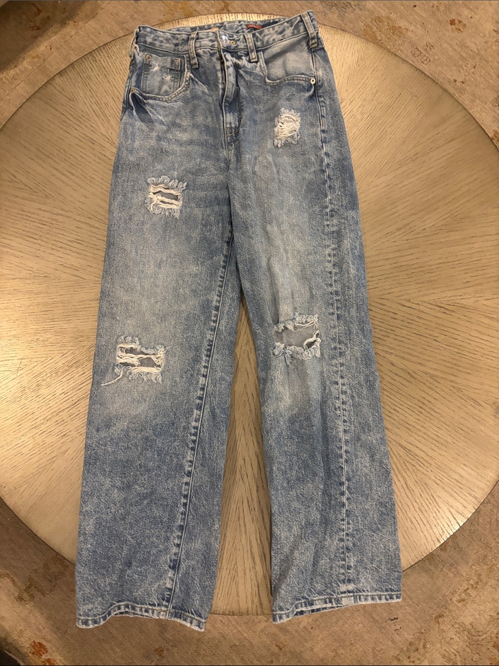 Pilcro Light Blue Distressed Straight Jeans